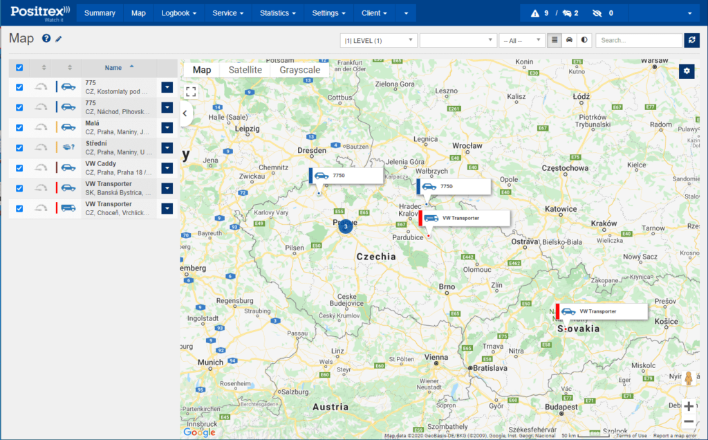 See all your vehicles on one map and get all trip details when clicking on each.